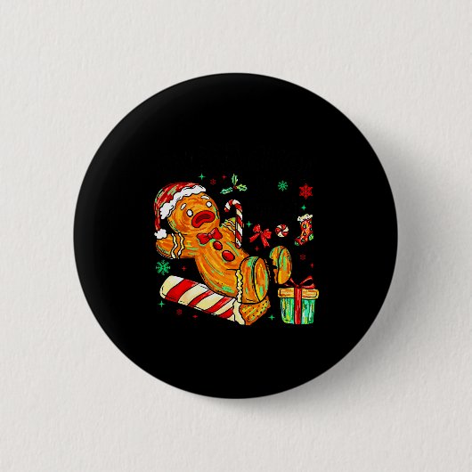 Overbaked And Over It Gingerbread Christmas Baking Button (Vorderseite)