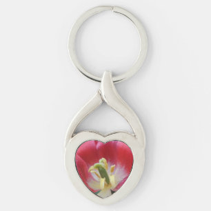 Overblown Tulip Blume Herz Keychain Schlüsselanhänger