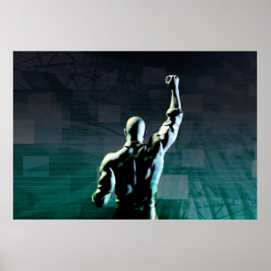 Overcoming Obstacles with Man Achieving Success Poster