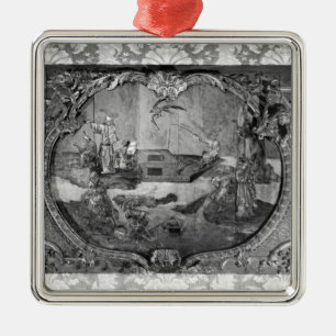 Overdoor Platte mit chinesischem Thema, c.1730 Ornament Aus Metall
