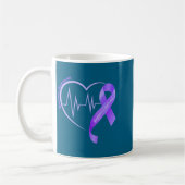 Overdose Awareness Month Purple Ribbon Heart Suprt Kaffeetasse (Links)