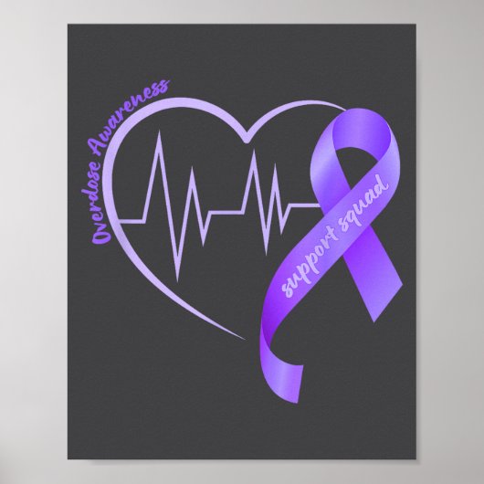Overdose Awareness Month Purple Ribbon Heart Suprt Poster (Vorne)