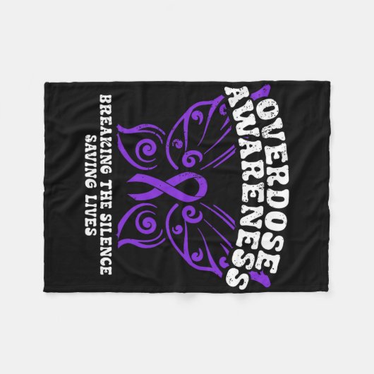 Overdose Awareness Purple Ribbon Drug Addiction 10 Fleecedecke (Vorderseite (Horizontal))