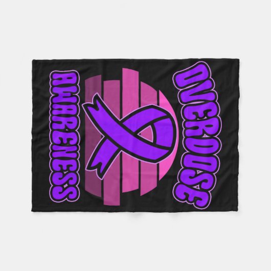 Overdose Awareness Purple Ribbon Drug Addiction 31 Fleecedecke (Vorderseite (Horizontal))