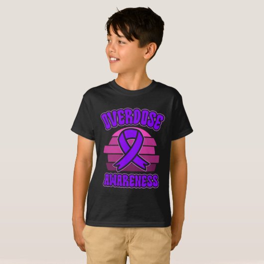 Overdose Awareness Purple Ribbon Drug Addiction 31 T-Shirt (Vorne ganz)