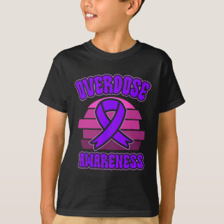 Overdose Awareness Purple Ribbon Drug Addiction 31 T-Shirt