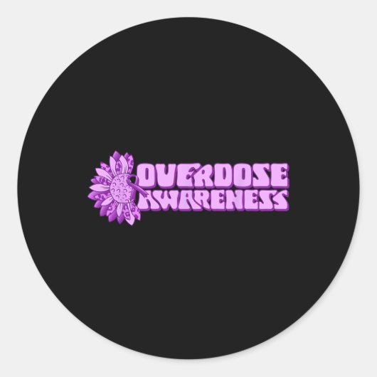 Overdose Awareness Purple Ribbon Drug Addiction 32 Runder Aufkleber (Vorderseite)