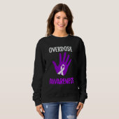 Overdose Awareness Purple Ribbon Drug Addiction Re Sweatshirt (Vorne ganz)