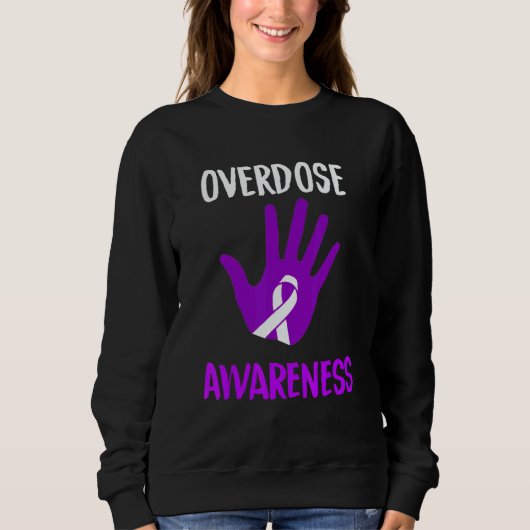 Overdose Awareness Purple Ribbon Drug Addiction Re Sweatshirt (Vorderseite)