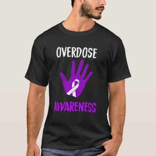 Overdose Awareness Purple Ribbon Drug Addiction Re T-Shirt (Vorderseite)