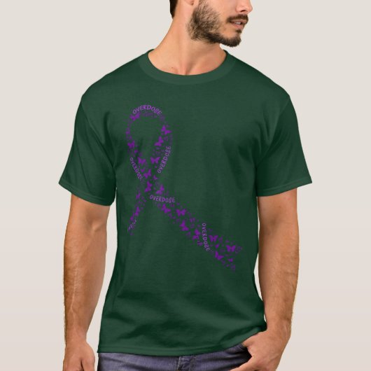 Overdose Awareness Ribbon Purple Drug Addiction Re T-Shirt (Vorderseite)