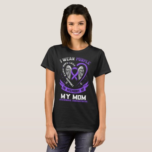 Overdose Awareness Shirt In Memory Of Mom Purple R (Vorne ganz)