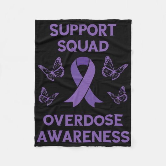 Overdose Awareness Support Squad Butterfly Purple  Fleecedecke (Vorderseite)