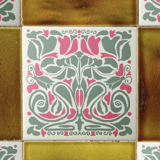 Overgrowth Symmetrical Hand-illustrated Fliese