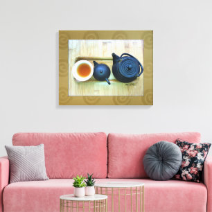 Overhead noch Leben Vintag Tee Einstellung Foto Leinwanddruck