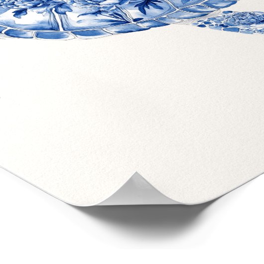 Overhead Sea Turtle - Coastal Blue auf Beige Poster (Ecke)