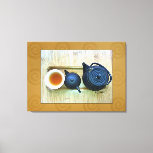 Overhead Stillleben Rustikaler Tee Einstellung Fot Leinwanddruck (Vorderseite)