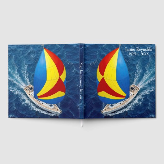 Overhead View Of a Sailboat for Memorial Service Gästebuch (Voll)