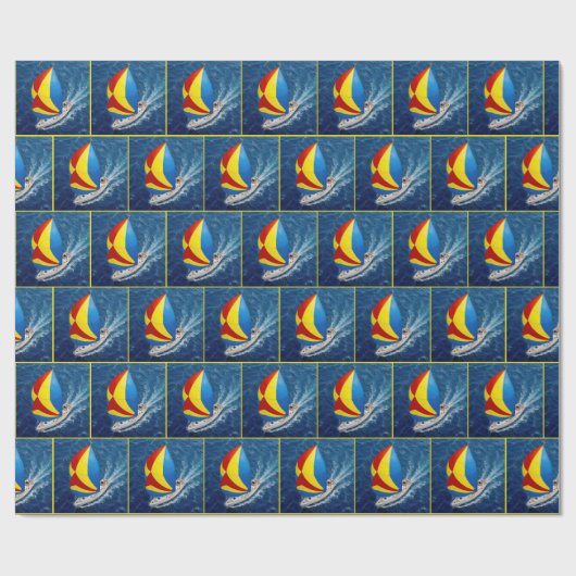 Overhead View Of a Sailboat With Spinnaker Geschenkpapier (Flach)