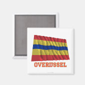Overijssel Waving Flag mit Name Magnet (Vorderseite/Rückseite)