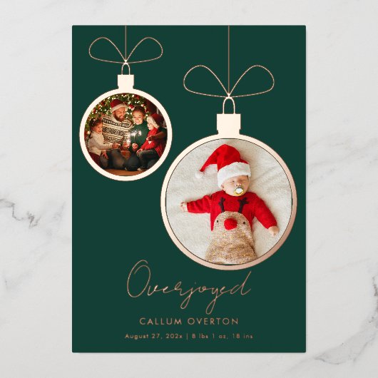 Overjoyed Christmas Baby Photo Folien Feiertagskarte (Vorderseite)