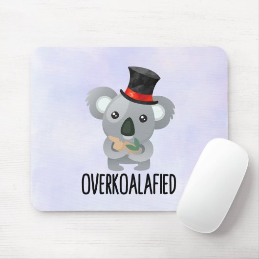 Overkoalafied Pun Niedlich Koala in Top Hat Mousepad (Mit Mouse)