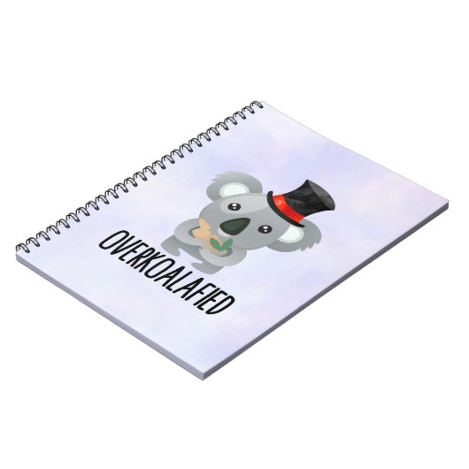 Overkoalafied Pun Niedlich Koala in Top Hat Notizblock (Linke Seite)