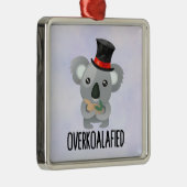 Overkoalafied Pun Niedlich Koala in Top Hat Ornament Aus Metall (Rechts)