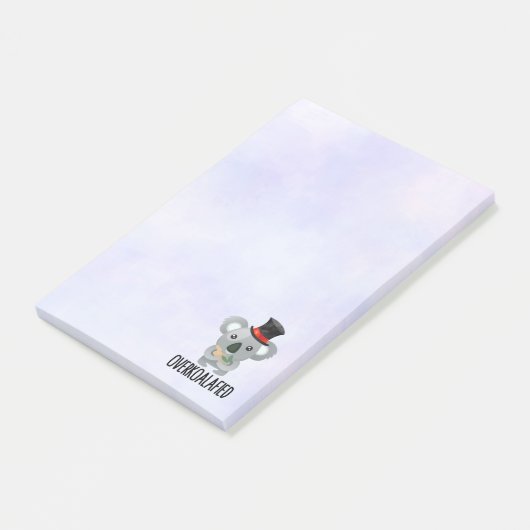 Overkoalafied Pun Niedlich Koala in Top Hat Post-it Klebezettel (angewinkelt)