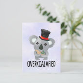 Overkoalafied Pun Niedlich Koala in Top Hat Postkarte (Stehend Vorderseite)