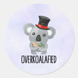 Overkoalafied Pun Niedlich Koala in Top Hat Runder Aufkleber