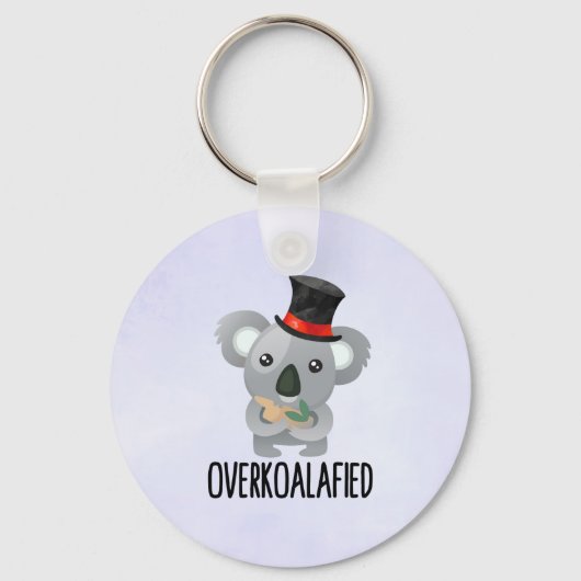 Overkoalafied Pun Niedlich Koala in Top Hat Schlüsselanhänger (Vorderseite)