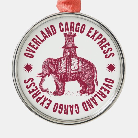 Overland Cargo Express Elephant Ornament Aus Metall (Vorne)