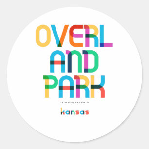 Overland Park Kansas Mid Century, Pop Art, Runder Aufkleber