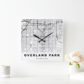 Overland Park Map Quadratische Wanduhr (Zuhause)