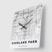 Overland Park Map Quadratische Wanduhr (Winkel)