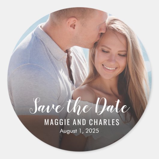 Overlapped Foto Save the Date Stickers (Vorderseite)
