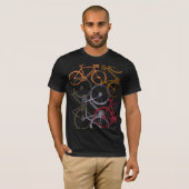 Overlapped Graphic Color Bicycles Black T-Shirt (Vorne ganz)