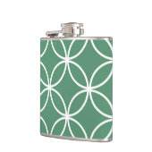 Overlappin Circles Sage Green White Pattern Flachmann (Links)