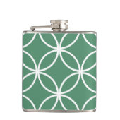 Overlappin Circles Sage Green White Pattern Flachmann (Vorderseite)