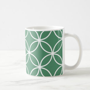 Overlappin Circles Sage Green White Pattern Kaffeetasse