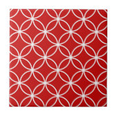 Overlapping Circles Geometric Muster Red White Fliese (Vorderseite)