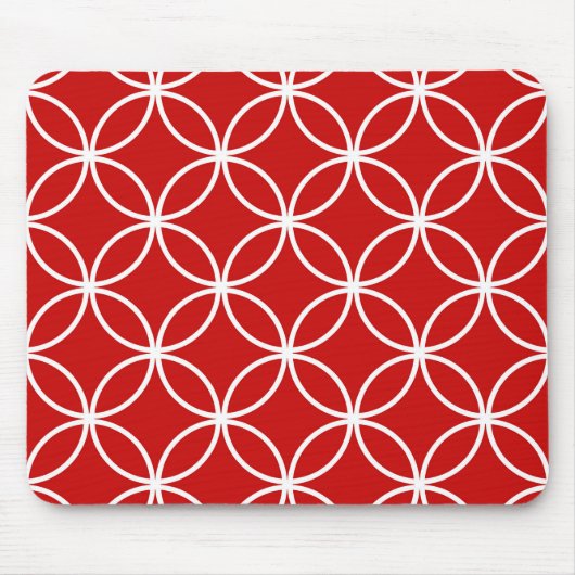 Overlapping Circles Geometric Muster Red White Mousepad (Vorne)