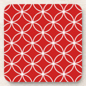 Overlapping Circles Geometric Muster Red White Untersetzer (Vorderseite)