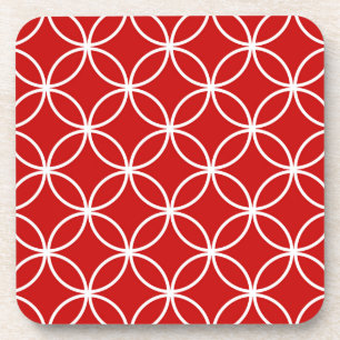 Overlapping Circles Geometric Muster Red White Untersetzer