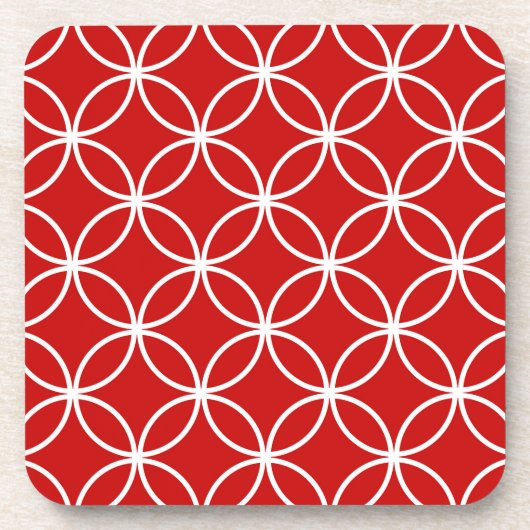 Overlapping Circles Geometric Muster Red White Untersetzer (Vorderseite)