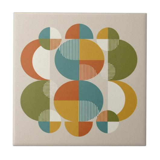 Overlapping Circles Pop Art Mid-Century #3 ID1224 Fliese (Vorderseite)