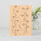 Overlapping Faces Print, Minimalist Line Art, Face Einladung (Stehend Vorderseite)