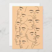 Overlapping Faces Print, Minimalist Line Art, Face Einladung (Vorne/Hinten)