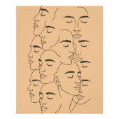 Overlapping Faces Print, Minimalist Line Art, Face Poster (Vorderseite)